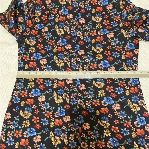 Anthropologie Black with Colourful Floral Short Sleeved Structured Mini Dress - Picture 8 of 12